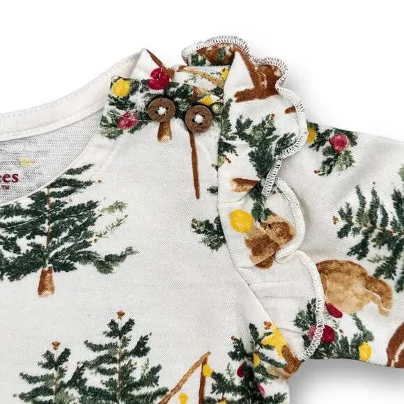 Burt's Bees Baby Mama Bear Christmas Jumpsuit & Knot Top Hat Girls Sz Newborn - Picture 2 of 6